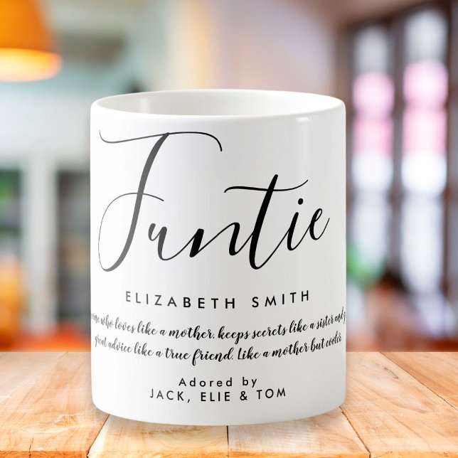 Funtie Girly Script Fun Auntie Quote Coffee Mug (Creator Uploaded)