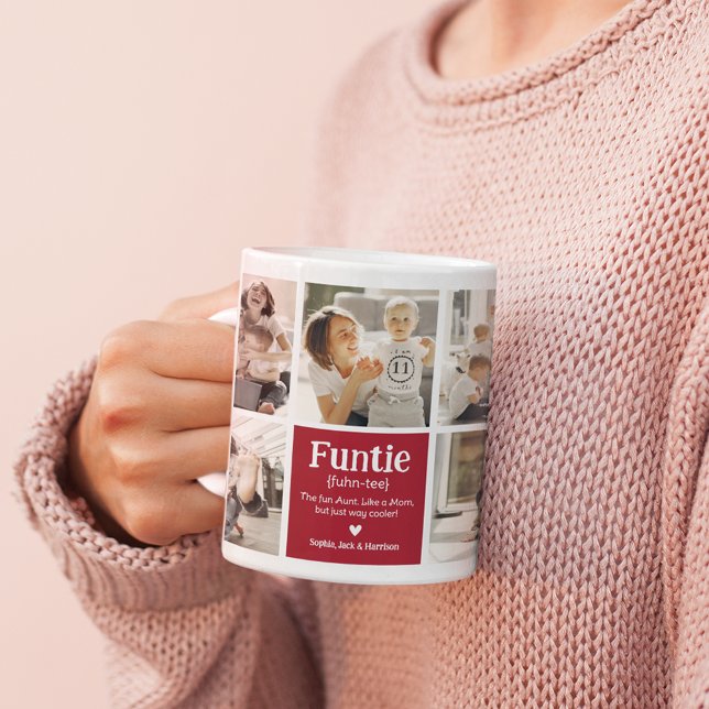 Funtie Photo Collage Definition Cute Modern Auntie Coffee Mug (Creator Uploaded)