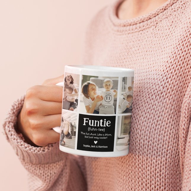 Funtie Photo Collage Definition Cute Modern Auntie Coffee Mug (Creator Uploaded)