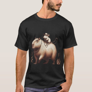 funy capybara Cute Mouse Cowboy Rat Vintage  T-Shirt