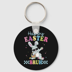 Funy Dabbing Bunny Easter Day Quote Bruh Rabbit Key Ring