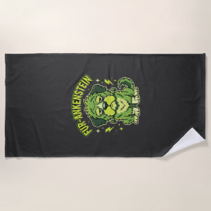 Fur-Ankenstein Funny Frankenstein Dog Halloween Beach Towel