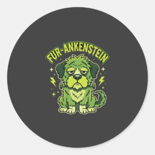 Fur-Ankenstein Funny Frankenstein Dog Halloween Classic Round Sticker