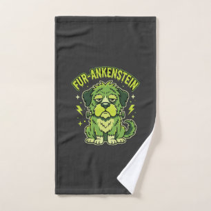 Fur-Ankenstein Funny Frankenstein Dog Halloween Hand Towel