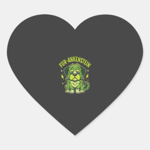 Fur-Ankenstein Funny Frankenstein Dog Halloween Heart Sticker