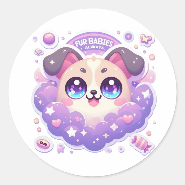 Fur Babies Always Cute Kawaii Puppy Craft Sticker (Front)