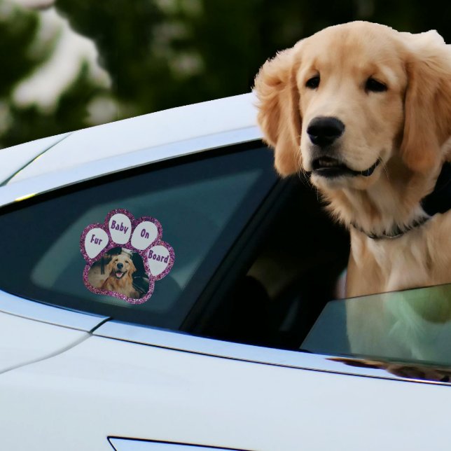 Fur Baby on Board Blue Sparkle Paw Print and Photo Window Cling (Creator Uploaded)