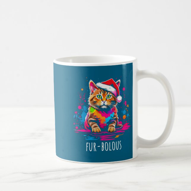 Fur-bulous Cute Cat Christmas Party Holiday Kitten Coffee Mug (Right)