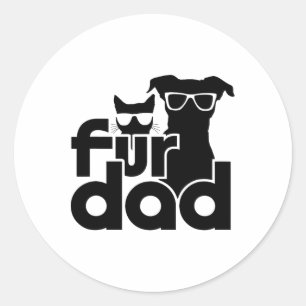 Fur Dad Funny Fathers Day Shirts Cat And Dog Lover Classic Round Sticker