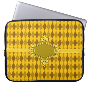 Fur de lis, gold, gold diamond, Add initials/name Laptop Sleeve