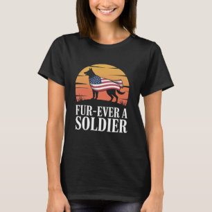 Fur-Ever A Soldier Patriotic Military Dog Silhouet T-Shirt