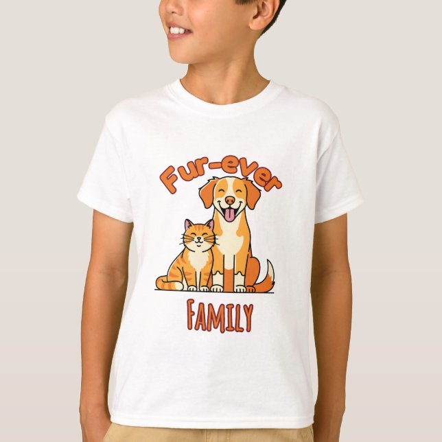 Fur‑ever Family – Cute Cat & Dog for Pet Parents T-Shirt (Front)