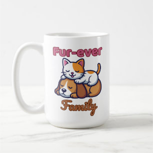 Fur‑ever Family for Cute Cat & Dog Lover Coffee Mug