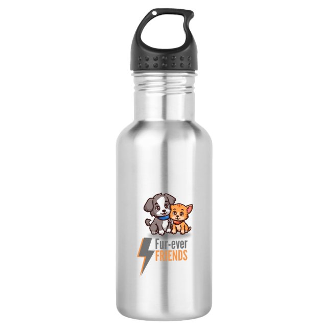 Fur-ever Friends – Cute Dog & Cat Besties Tee  532 Ml Water Bottle (Front)