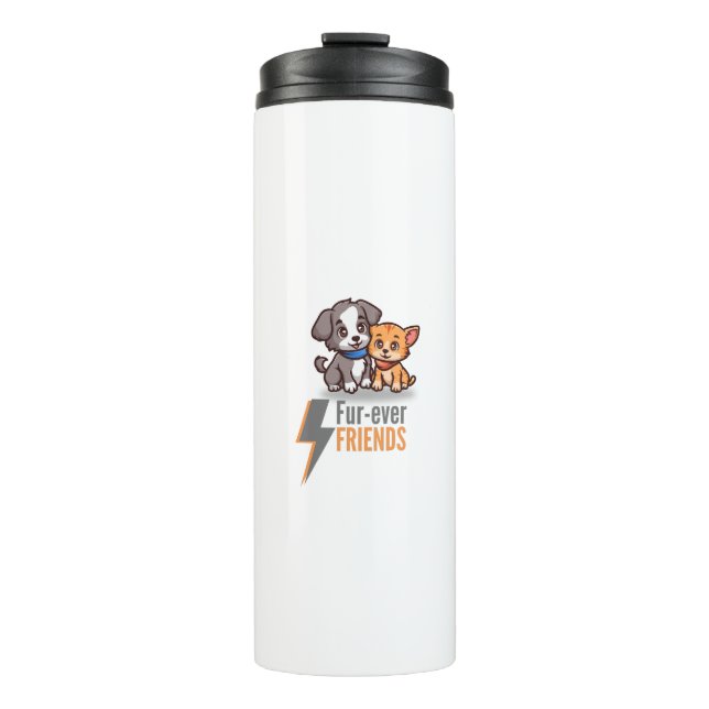 Fur-ever Friends – Cute Dog & Cat Besties Tee  Thermal Tumbler (Front)
