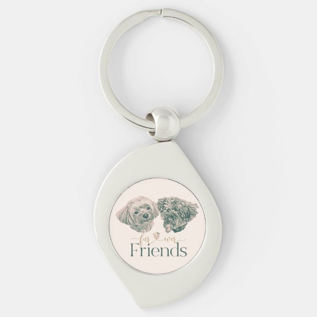 Fur-ever Friends Cute Dogs Key Ring (Front)