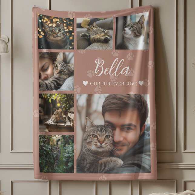 Fur-ever Love Photo Collage Dog or Cat Lover Fleece Blanket (Wrap yourself in warmth and memories with the Fur-ever Love Photo Collage Fleece Blanket.)