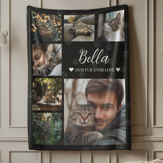 Fur-ever Love Photo Collage Dog or Cat Lover Fleece Blanket