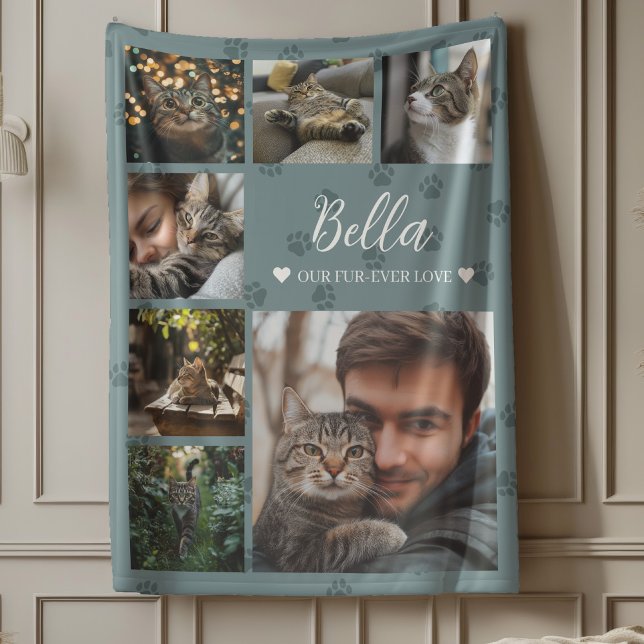 Fur-ever Love Photo Collage Dog or Cat Lover Fleece Blanket (Wrap yourself in warmth and memories with the Fur-ever Love Photo Collage Fleece Blanket.)