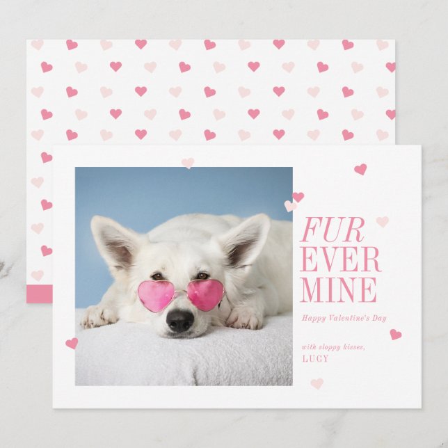 Fur Ever Mine Pet Valentines Heart Photo Card (Front/Back)