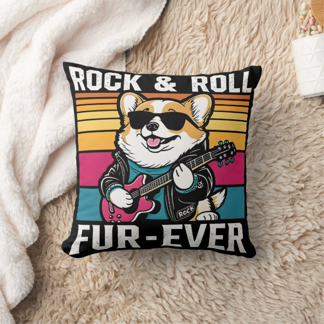 Fur-Ever Rock & Roll With A Rockin Corgi Cushion (Blanket)
