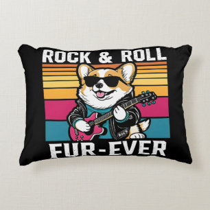 Fur-Ever Rock & Roll With A Rockin Corgi Decorative Cushion