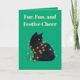 Fur, Fun, and Festive Cheer Black Cat Entangled Card