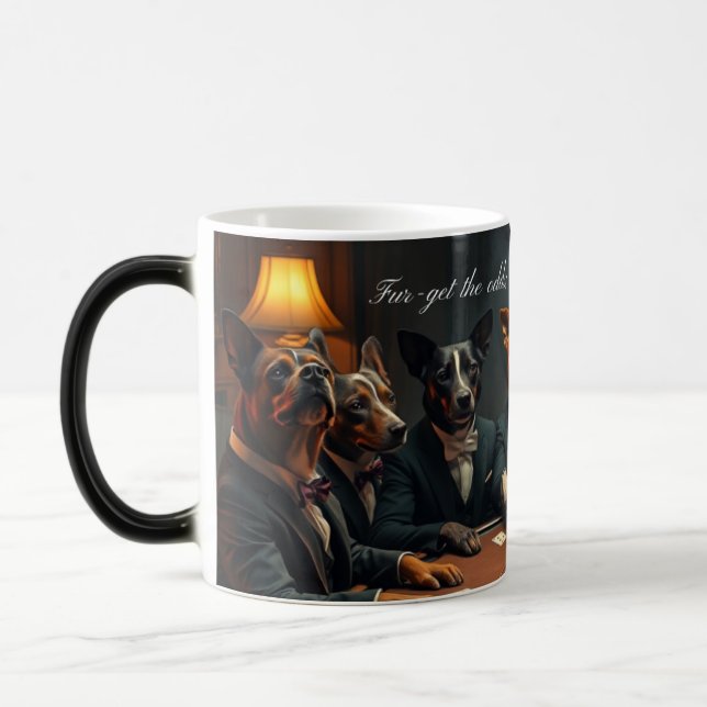 Fur-get the Odds – Magical Morphing Poker Dogs Mug (Left)