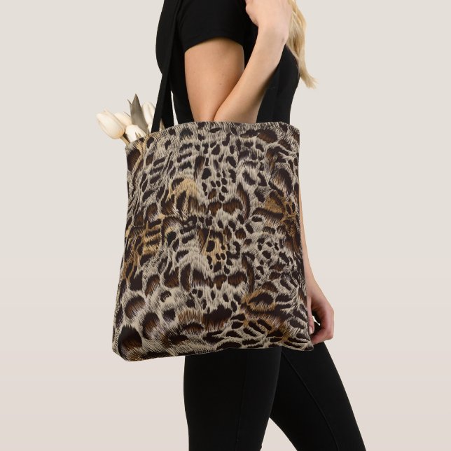 Fur Leopard Tote Bag (Close Up)