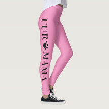 Fur Mama With Paw Pink Women's Leggings