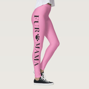 Fur Mama With Paw Pink Women's Leggings
