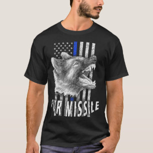 Fur Missile K9  Vertical Thin Blue Line Flag_1 T-Shirt