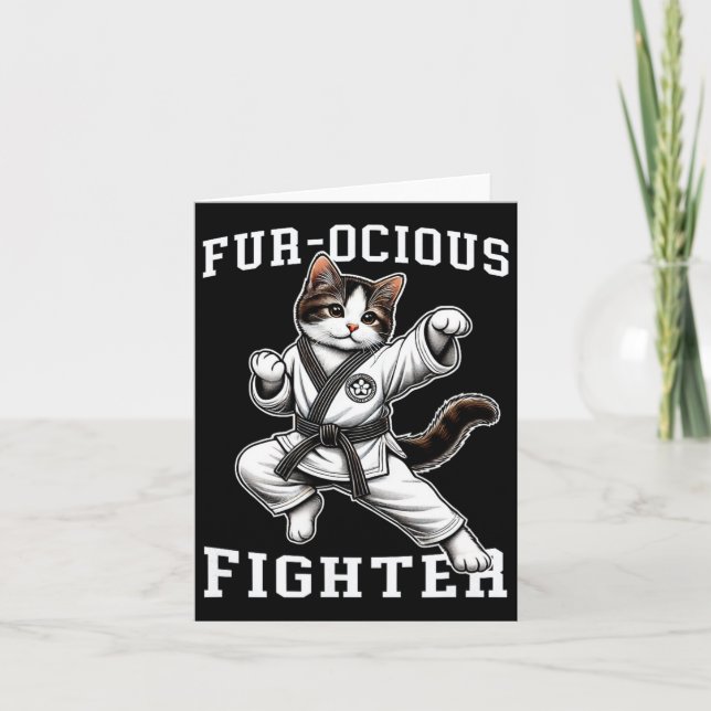 Fur-ocious Fighter Cat  Card (Front)