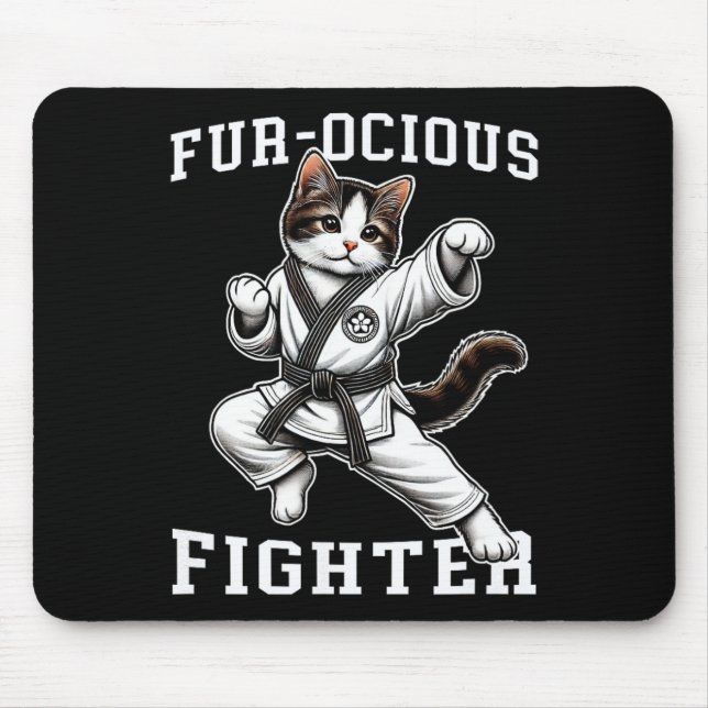 Fur-ocious Fighter Cat  Mouse Mat (Front)