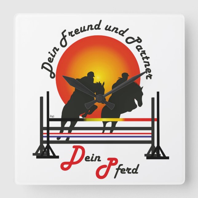 Für Pferde und Pferdesport Liebhaber  Uhr Square Wall Clock (Front)