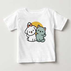 Fur-Real Friends Forever   Cute Cat & Dog Duo Baby T-Shirt