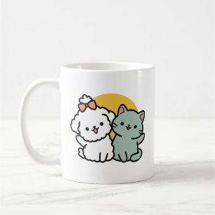 Fur-Real Friends Forever   Cute Cat & Dog Duo Coffee Mug