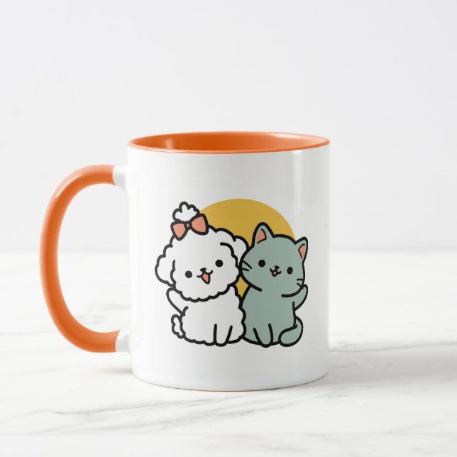 Fur-Real Friends Forever | Cute Cat & Dog Duo Mug (Left)