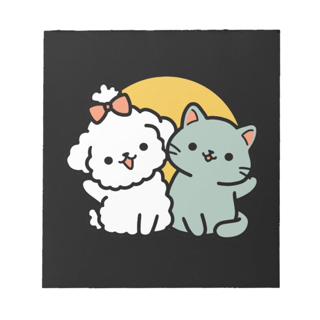 Fur-Real Friends Forever | Cute Cat & Dog Duo Notepad (Front)