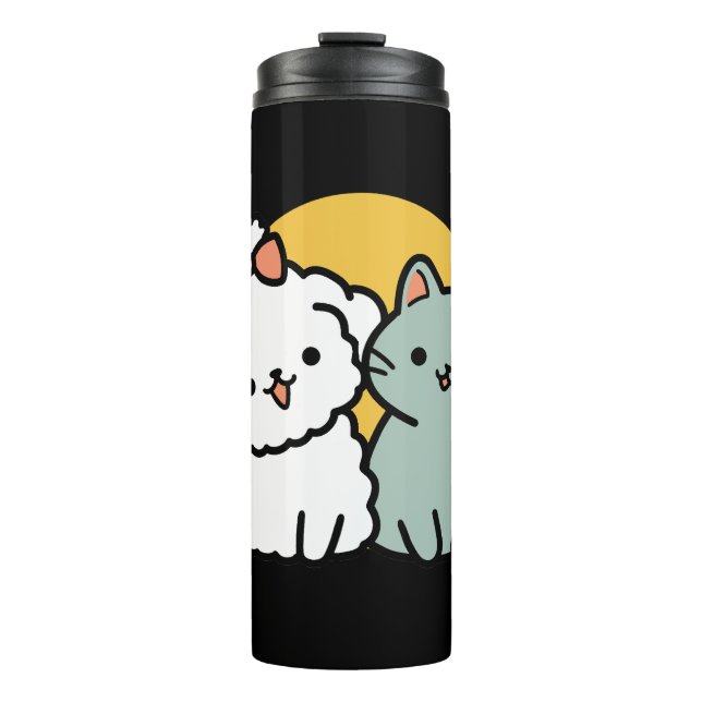 Fur-Real Friends Forever | Cute Cat & Dog Duo Thermal Tumbler (Front)