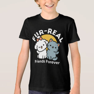 Fur-Real Friends Forever   Cute Cat & Dog Duo Tri-Blend Shirt