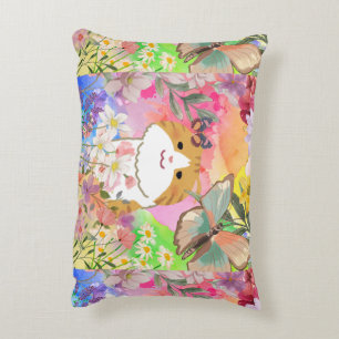 Fur-real, I’m Flower-Powered – Cute Cat Floral Decorative Cushion