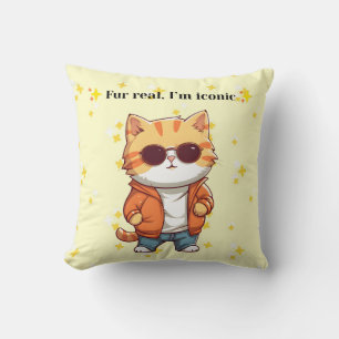 Fur Real, I’m Iconic   Funny Cat Decorative Pillow