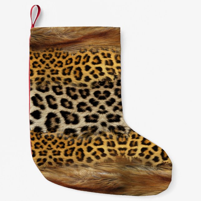 Fur texture: fox and leopard. small christmas stocking (Front)