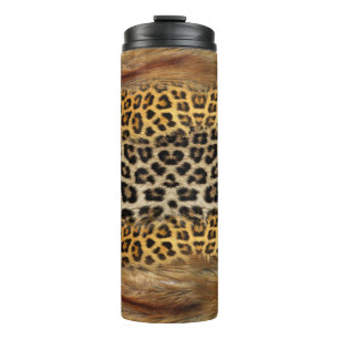 Fur texture: fox and leopard. thermal tumbler