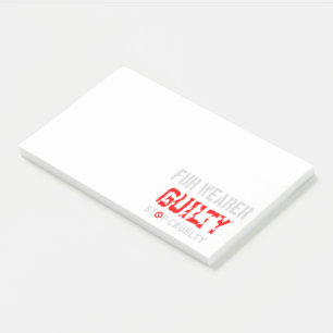 Fur wearer guilty post-it notes