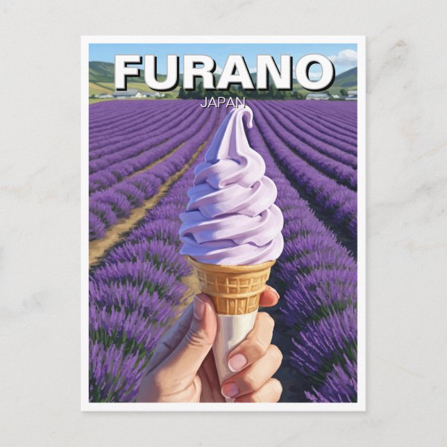 Furano Japan Lavender Fields Ice Cream Travel Postcard (Front)