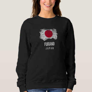Furano Japan Vacation Souvenir Japanese Flag Distr Sweatshirt