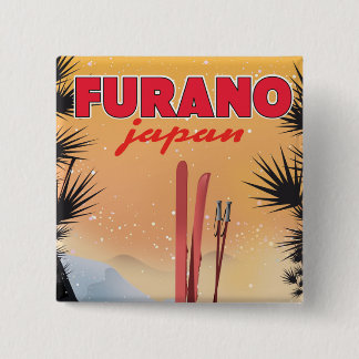 Furano Japanese travel poster. 15 Cm Square Badge