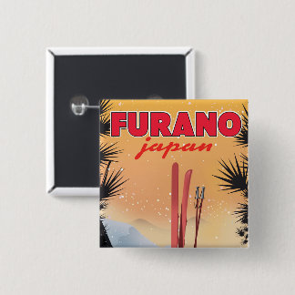 Furano Japanese travel poster. 15 Cm Square Badge